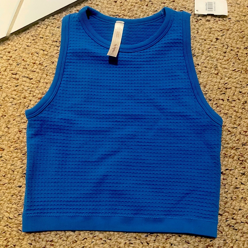 Dry goods crop blue tank